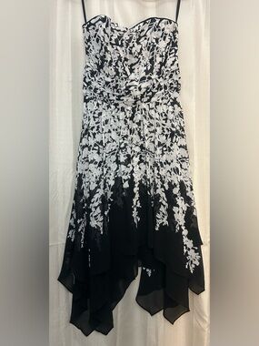 White House Black Market Strapless Handkerchief Hem Dress